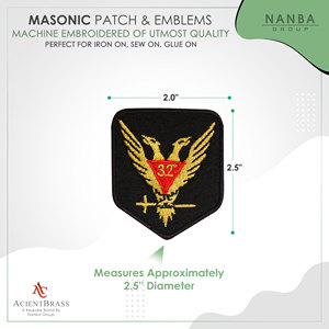 Écusson brodé thermocollant du Rite écossais, 32e degré maçonnique, avec un symbole d'ailes d'aigle à double tête, pour vêtements et cadeaux - Product Image 3