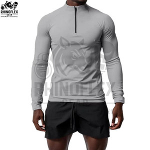 Camiseta de Entrenamiento de Manga Larga con Cuello Alto y Media Cremallera para Hombre, con Logotipo Personalizado, Transpirable, de Secado Rápido, para Otoño, Servicio OEM, Venta al Por Mayor - Product Image 4