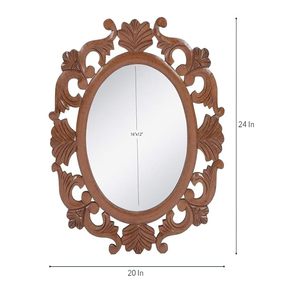 Marco de Espejo Ovalado de Madera Hecho a Mano, Estilo Art Deco, Ecológico, Tallado, Espejo Decorativo de Pared para Sala de Estar, Pasillo, Baño - Product Image 4