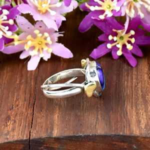 Bague en argent sterling 925 en forme de cœur turquoise huître violette, style bohème, filigrane, cadeau pour femme - Product Image 5