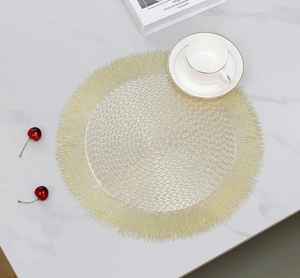 Vinyl Dining <b>Table</b> <b>Mats</b> Placemats Metallic Finish Asian Zen Style | Geometric Cut-Out Design | Eco-Friendly Customizable <b>Mats</b> | - Product Image 2