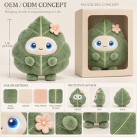 Jouet en peluche interactif en forme de feuille avec des yeux lumineux et une réaction tactile, compagnon végétal parlant mignon pour enfants et adultes