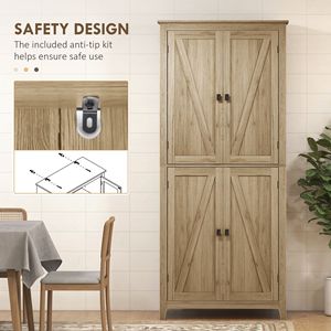 "Modern <b>Freestanding</b> <b>Kitchen</b> Pantry Cabinet with 4 Door & Adjustable Shelves-Farmhouse Style" - Product Image 6