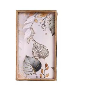 Plateau de service rectangulaire en bois pour le Ramadan et l'Aïd, avec motif de palmier, peint à la main, design contemporain - Product Image 6