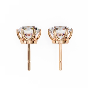 Earwear Pair <b>Post</b> Back Fastening 1.5ct <b>Round</b> Brilliant Cut Lab grown Diamond Solitaire Stud Earrings 18K Solid Gold Women - Product Image 6