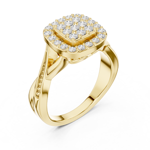 Bague de fiançailles en or jaune avec halo carré pour femme, bijoux de luxe pour mariage, cadeau de promesse - Product Image 4