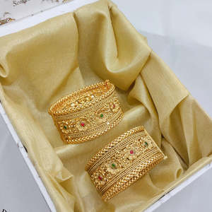 Fine <b>Bangles</b> <b>Set</b> Traditional Pota Stone Openable <b>Bangles</b> - Product Image 1