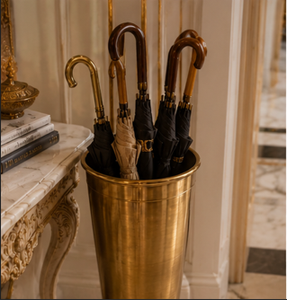 <b>Antique</b> Brass Umbrella Stand One-Sided Capacity Metal Handicraft <b>Frame</b> Structure Classic Style Hotel Lobby Decoration - Product Image 2
