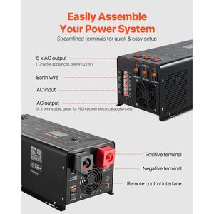 Inverter a Onda Sinusoidale Pura da 3000 Watt con Display LCD e Telecomando, Convertitore di Potenza da DC 24V a AC 120V per Sistemi Solari - Product Image 6
