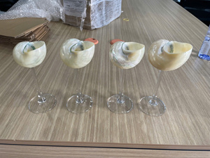 Verre à vin orné de coquillages naturels, vaisselle artisanale d'inspiration océanique, verre à pied décoratif pour la maison et l'hôtel - Product Image 6