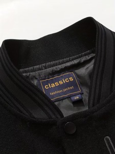 Customized High Quality 100% Cotton Embroidered Varsity <b>Jacket</b> <b>Men's</b> Black PU Leather Sleeve Casual Zipper Front Regular Fit OEM - Product Image 2