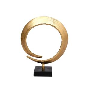 Escultura Circular Creativa de Aluminio con Base de Mármol Negro, Acabado Plateado, Decoración para Oficina u Hogar, Escultura Metálica Artesanal - Product Image 2