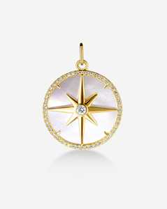 <b>Opal</b> Pearl Star Lab Grown Pave Diamond Circle Charms Vintage Unique Solitaire Everyday Minimalist Pendants Custom 14k Solid Gold - Product Image 4