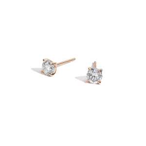 1 Carat 14K Gold Lab Grown Diamond Stud Earrings Minimalist Cut Invisible V Bottom Modern Claw Prong <b>Post</b> Solitaire Gold Gift - Product Image 5
