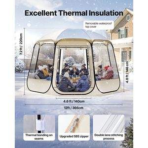 Tente dôme pop-up transparente 12 x 11,1 pieds, imperméable et résistante aux UV, abri de camping pour jardin extérieur, tente igloo - Product Image 5