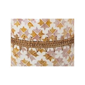 Luxury Mother of Pearl Inlay Vase with Elegant Gold <b>Leaf</b> Pattern - Product Image 4