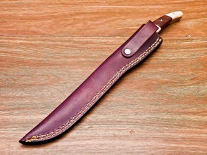 Cuchillo de filetear de acero de Damasco hecho a mano con hoja serrada, punta caída y mango de madera, grado industrial, modelo Ba-062-fillet - Product Image 4