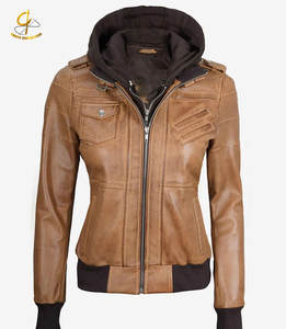 Chaqueta de Motociclista con Capucha Desmontable, de Algodón/Fibra de Bambú Marrón, Diseño Personalizado, Tejida para Invierno - Product Image 1
