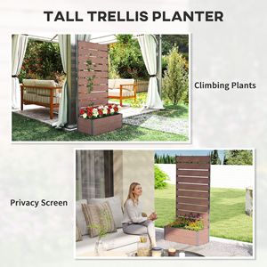 Jardinière surélevée marron pour plantes grimpantes, avec treillis, pour extérieur, 28,25 po x 15 po x 59 po, pots de fleurs, jardinières - Product Image 6