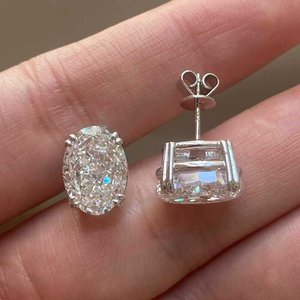 Pendientes de Diamante Moissanite de Corte Ovalado, Plata 925, Engaste de Doble Garra, Clásicos, para Mujer, Joyería para Boda - Product Image 1