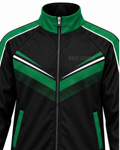 Ensemble de survêtement coupe-vent ZEE GOOD pour homme, noir et vert, respirant, col montant, vêtements de sport, blocs de couleur, tenue de jogging - Product Image 5