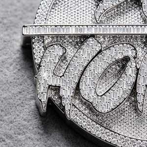 Colgante de Plata de Ley 925 con Moissanita Redonda, Letra con Incrustaciones, Chapado en Rodio, Joyería Hip Hop, Medallón con Nombre Personalizado - Product Image 4