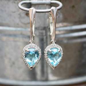 Boucles d'oreilles Topaze Bleu Ciel Vintage en Argent Sterling, Pierre de Naissance de Décembre, Bijou Élégant, Cadeau pour Femme, Charme pour Mariage et Fête - Product Image 4