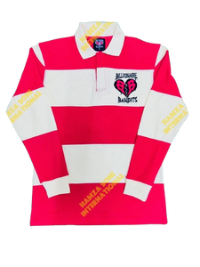 Men's Long Sleeve Cotton Polo <b>Shirt</b> <b>Red</b> <b>White</b> <b>Striped</b> Letter Print Casual Breathable Knitted Front Logo Design - Product Image 1
