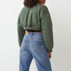 Veste bomber pour femme en toile tricotée avec logo personnalisé, teinte unie, imperméable, coupe-vent, respirante, de haute qualité, best-seller - Product Image 3