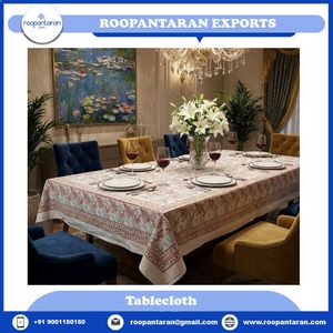 Productos más vendidos: Mantel cuadrado de algodón con estampado floral hecho a mano, para 8 personas, 220 x 220 cm, lavable, decoración para el hogar - Product Image 2