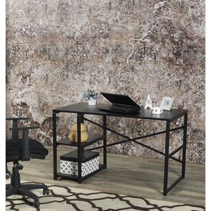 Struttura in metallo nero salvia 47 \ "scrivania e Computer con parte superiore in legno 2 ripiani per l'home Office dal negozio di arredamento per la casa - Product Image 2