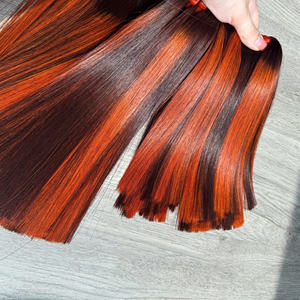 Extensiones de cabello virgen vietnamita dibujado doble Peluca recta natural en color marrón piano Hueso recto- - Product Image 1