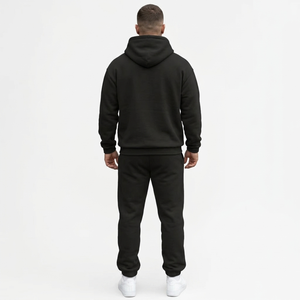 Custom Mens Full <b>Zip</b> Fleece Tracksuit Set Adjustable Hood Split <b>Pockets</b> Tapered <b>Joggers</b> Wholesale - Product Image 2