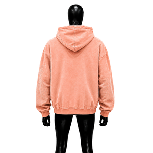 เสื้อฮู้ดซิปพิมพ์ลาย Holy Sun Bird สีพีช ทรงโอเวอร์ไซส์ สไตล์วินเทจ สตรีทแวร์ ลายพิมพ์แบบดิสเทรส เสื้อฮู้ดลำลอง ยูนิเซ็กส์ ทรงพอดีตัวสไตล์คนเมือง - Product Image 2