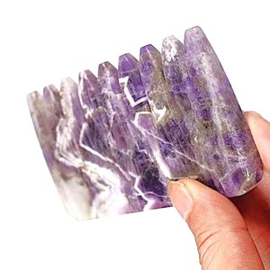 Handmade Eco-Friendly Feng Shui Style Natural Amethyst Rectangle Hair Comb Semi-Precious Stone Crystal Crafts Business Stone - Product Image 2