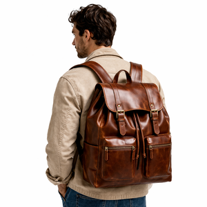 Premium Full-Grain Genuine Leather <b>Backpack</b> for Men with Large Capacity Laptop Compartment for Travel, Office and Business Use - Product Image 3