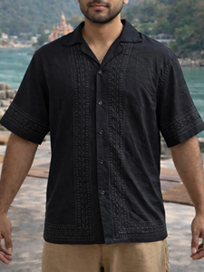 Premium Men’s White Cotton <b>Half</b> Sleeve <b>Shirt</b> Traditional Indian Hand-Block Print Casual Ethnic Fashion for Men - Product Image 4