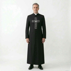 Robe de clergé d'église haut de gamme brodée, vêtement liturgique personnalisé, vêtements religieux en gros, robes de clergé d'église - Product Image 2