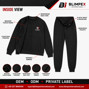High-Quality OEM Custom Logo Mens Crewneck Sweatshirt Tracksuit Cotton Fleece Pullover Top <b>Cuffed</b> <b>Jogger</b> Pants Set Blimpex Int - Product Image 3