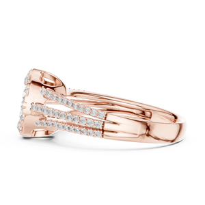 Bague en or rose plaqué avec diamant, anneau à double sangle, taille brillant rond, bijoux pour femme, cadeau pour mariage ou anniversaire - Product Image 3