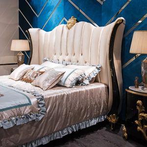 Hot Sale Plaza Luxury Traditional Cream Gold Mahogany Velvet Eco-Friendly Durable Bedroom Set Upholstered Bed Elegant Royal - Product Image 2