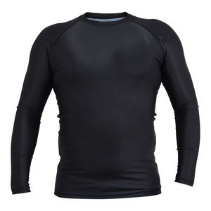 Camiseta negra lisa tipo rash guard, diseño personalizado de rash guard, crea tu propio equipo para academia y gimnasio, precio mayorista para exteriores - Product Image 1