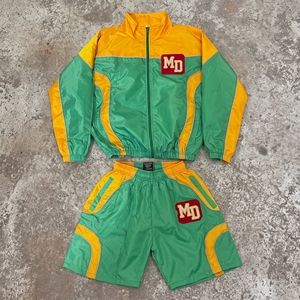 <b>Men's</b> Windbreaker Short Set Relaxed Fit Breathable Windbreaker Nylon Tracksuit Set Solid for <b>Summer</b> - Product Image 1