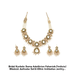 <b>Bridal</b> Kundan Stone Necklace <b>Set</b> with Earrings-Ethnic Imitation <b>Jewelry</b> - Product Image 2
