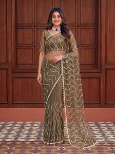 Premium Sequin Embroidered Organza Summer Reversible Wrinkle-Free Dupatta for Women Designer Ethnic Wedding Party Wear Fancy <b>Net</b> - Product Image 5