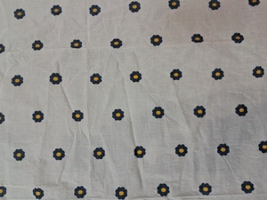 Wholesale White Cotton Fabric with Scattered <b>Navy</b> and Yellow Daisy Floral Motifs for Casual Apparel and Home Decor - Product Image 4