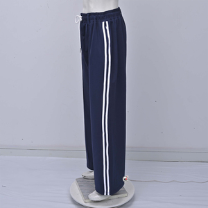 Pantalones Deportivos Azul Marino para Hombre, de Felpa, Pierna Ancha, Cintura Elástica con Cordón, Franja Lateral, Casuales, de Secado Rápido, Transpirables, Peso Medio - Product Image 3