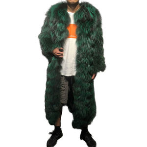 Abrigo de Invierno para Hombre, Grueso y Cálido, de Piel Auténtica, Chaqueta Bomber de Piel de Zorro Negro, OEM de Lujo - Product Image 1