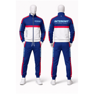 Conjunto Deportivo de Dos Piezas para Hombre, Estilo Vintage, Impermeable, Lavado Ácido, Bloques de Color en Contraste, Chaqueta con Cierre y Pantalones, Corte Regular - Product Image 1