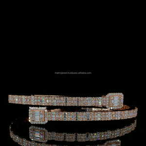 Elegante brazalete de oro rosa Súper elegante con VVS Baguette Moissanite Diamond Trending Unisex joyería fina en plata 925 - Product Image 4